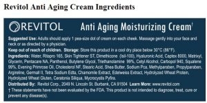 Revitol Anti Aging cream ingredients